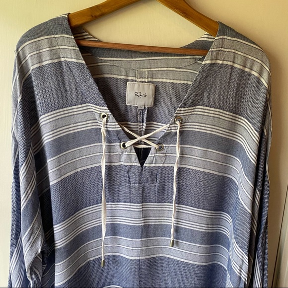 Rails Blue/White Lily Athens Stripe Tie Front Size Large - Picture 3 of 9